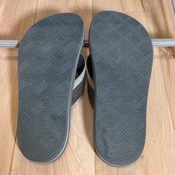 Reef Cushion Dawn Grey Leather Flip Flops EVA Rubber Outsole Sandals Size Mens 8 - Picture 10 of 14